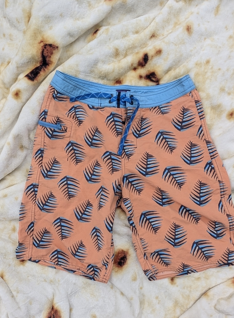 Patagonia Kids Swim Trunks Sz 16 Tropical Board Shorts Beach Surf Orange Blue 🌊